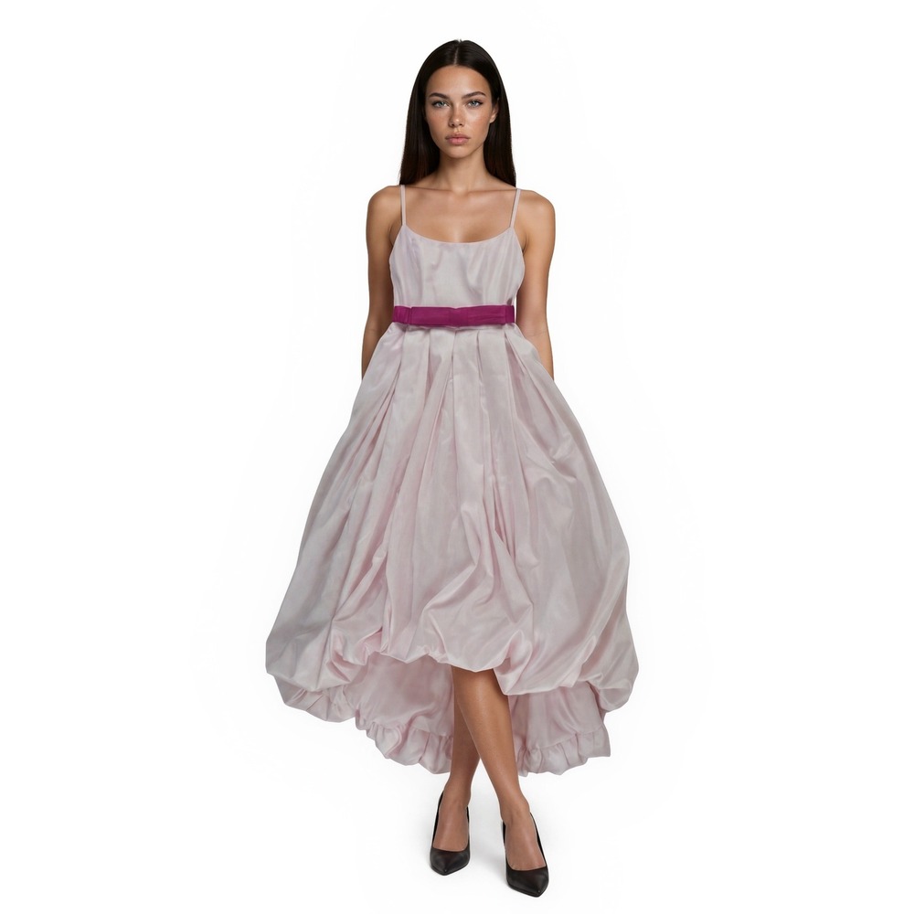 Hutch Diana Midi Dress Gown Women's Size 8 Light Pink High Low Bubble Hem